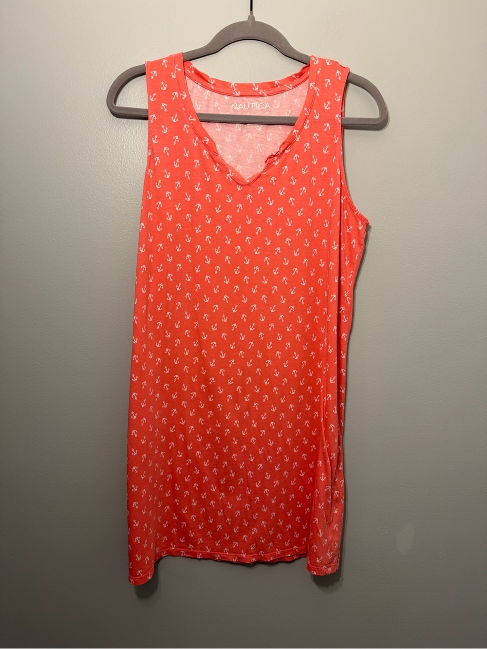 Nautica Coral Sleeveless Anchor Print Dress